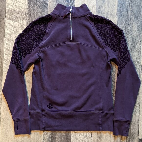 Lululemon Floral Flock Pullover Sweatshirt Black Cherry - Picture 3 of 7